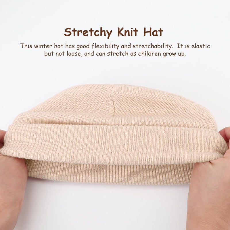 DRESHOW BQUBO 2 Pack Toddler Beanie Hats Baby Winter Hat Soft Baby Beanie Hat Children Knit Warm Cap Kids Hat for Boys Girls - Image 4